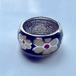 Flli Menegatti sterling silver and enamel ring. Made in Italy